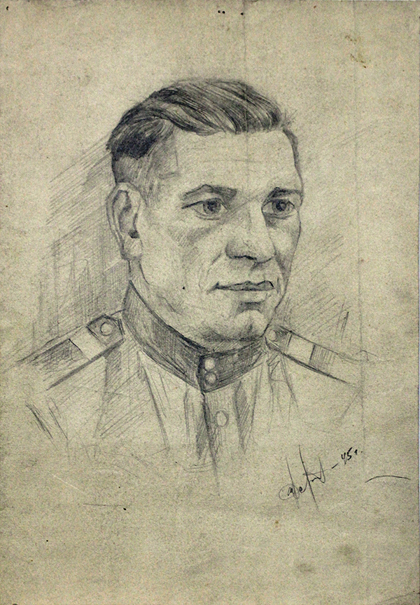 Военные рисунки моего отца, Ивана Горина. "Сослуживец Топорков"